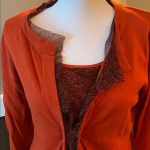 Orange cardigan sweater/tank set